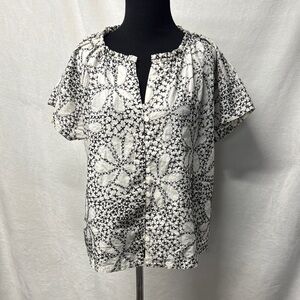 Black and White Floral Women's Top